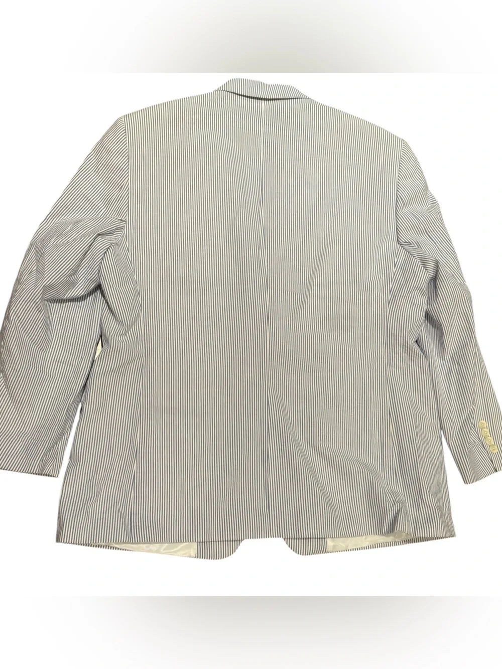 Saddlebred Men’s 48R Striped Seersucker Blazer - Light Blue & White